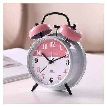 Imagem de Despertador quarto despertador para pessoas que dormem pesadas, despertador com sino duplo para quarto, cabeceira, mesa, luz noturna, relógio de mesa operado por bateria relógio de cabeceira (cor: D)