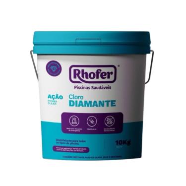 Imagem de Cloro Para Piscina Rhofer Balde 10kg – Cloro Ativo em Pó Estabilizado Para Todos os Tipos de Piscina 35% até 60% (Diamante)
