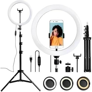 Imagem de Iluminador Ring Light 12 Polegadas, 30 cm, com Tripé e Dimmer para Gravação Instagram (Stories, Reels, Etc), Youtube e Demais Redes Sociais