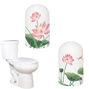 Imagem de 2 peças de tampas de vaso sanitário alto padrão lótus tampas de parafuso de vaso sanitário de cerâmica, tampa decorativa de porcelana para banheiro parafuso de vaso sanitário oculto - padrão lótus