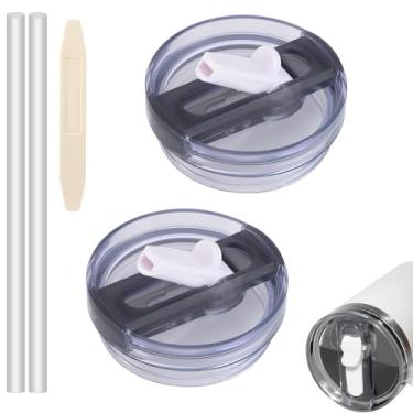 Imagem de Pacote com 2 tampas de canudo destacável de substituição para Stanley Quencher e ProTour de 850 g, tampa à prova de vazamento, tampas de copo sem derramamento, substituição reutilizável para