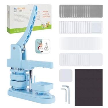 Imagem de Happizza Máquina Para Fazer Botões De Ímã Geladeira, Pinos Quadrados Ímã, Prensa Crachás Faça Você Mesmo 50 Mm/1,97" Com 100 Conjuntos Suprimentos