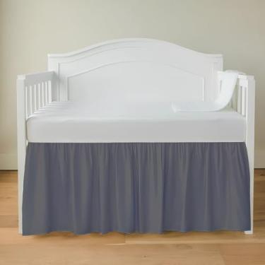 Imagem de Saia para cama de berço de luxo 71 cm x 132 cm com queda de 35 cm, macia e respirável, com babados, serve para berços e crianças pequenas, tecido de microfibra, babados, saia para bebês meninos ou