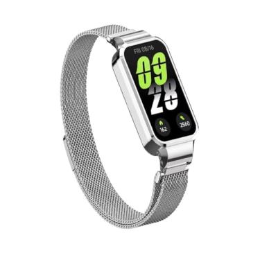 Imagem de Pulseira De Aço Metal Fecho Magnetico (PRATA) Compatível Smartwatch Smart Band 9 Active 1.47