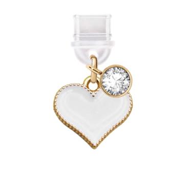 Imagem de ELISE & FONDA TP669 Porta de carregamento tipo C plugue antipoeira Little Love Heart pingente de celular para iPhone 15/16/Samsung/OnePlus/Xiaomi/oppo telefones Android (branco)