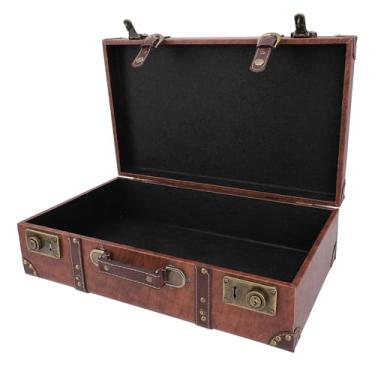 Imagem de Zhjvihx Troncos De Bagagem De Madeira Do Vintage, 18.9x11.42 X 5.51in Caixas Antigas Decorativas Da Mala Com Tampas Dobradiças, Baús Antigos Para Decoração De Mesa Em Casa Para Adereços