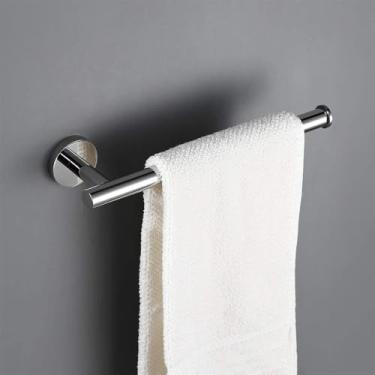 Imagem de Kit de acessórios para banheiro cromados - Toalheiro redondo e ganchos para roupão - Conjunto de montagem em parede de aço inoxidável, RA09,3