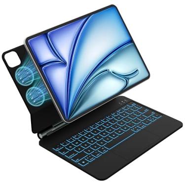 Imagem de Sooguard Capa Magic Keyboard Para Ipad Air 11" (M3 2025/M2 2024) E Pro (1ª/2ª/3ª/4ª Geração) - Retroiluminação De 7 Cores, Trackpad Multitoque, Protetora Fina Magnética 5/4, Preta