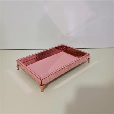 Imagem de Bandeja espelhada decorativa com pés - Fábrica de Utilidades, rosé