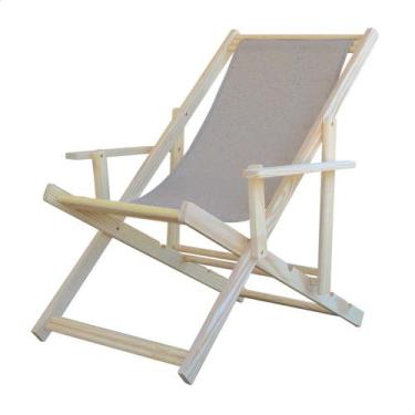 Imagem de Espreguiçadeira Dobrável para Piscina ou Varanda - Madeira Maciça, Com