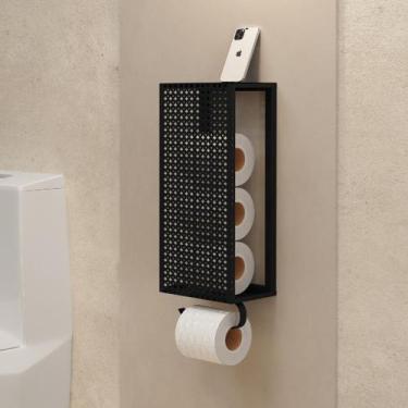 Imagem de Porta Papel Higiênico De Parede Em Aço Estilo Industrial Cor Preto - D