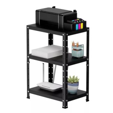 Imagem de Estante Organizadora Multiuso com Mini Estante para Livros e Livreiro de Aço - Estante para Ambientes Elegantes(Preto)