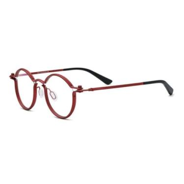 Imagem de Armação de óculos de titânio, armação redonda, masculina, feminina, metal steampunk (5)