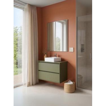 Imagem de Gabinete para Banheiro com Cuba e Espelheira 80cm Mdf Dubai - On Móvei