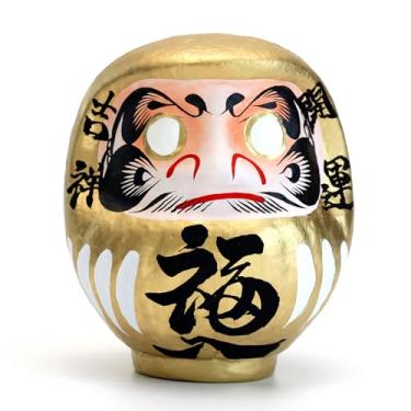 Imagem de JAPANMUSEUM JAPANMUSEUM Boneca Daruma de Ouro Japonês Artesanal Artesanato Tradicional Estátua Zen Boa Sorte e Desejos de Boa Sorte (15 cm de altura, Ouro G)