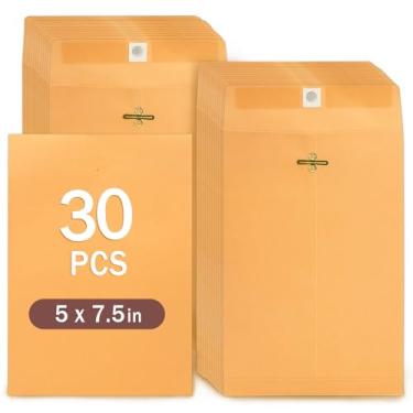 Imagem de Envelopes amarelos Manilla de 12,5 cm, fecho de goma de 12,7 kg, envelopes de papel kraft para documentos de escritório em casa