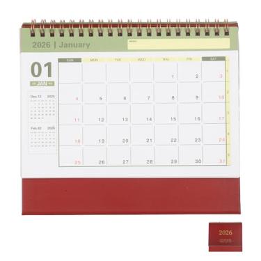 Imagem de NUOBESTY Calendário de mesa pequeno em inglês: 2025-2026 calendário dobrável em pé, mini agenda mensal de julho de 2025 a dezembro de 2026 para casa, escritório, acessórios de mesa