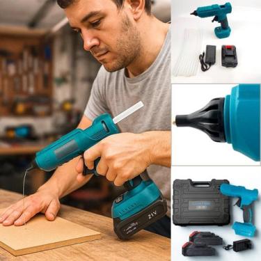 Imagem de Pistola Cola Quente 21V Sem Fio Profissional 2 Bateria Bico - Luatek, 