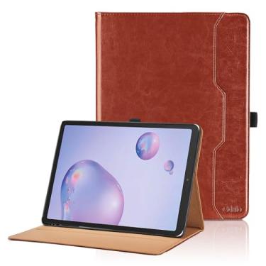 Imagem de Capa para Samsung Galaxy Tab A 8.4 2020 - SM-T307/SM-T307U Capa protetora com bolso, capa fólio de couro PU para tablet empresarial com alça de mão, marrom