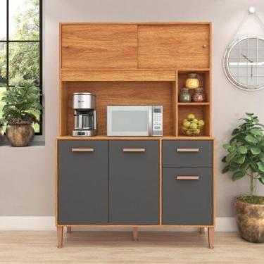 Imagem de Kit cozinha pérola c212 1,20 m  fellicci, CINAMOMO/GRAFITE