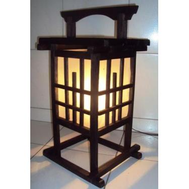 Imagem de Abajur de mesa luminária oriental estilo japonês rustico 55cm altura s