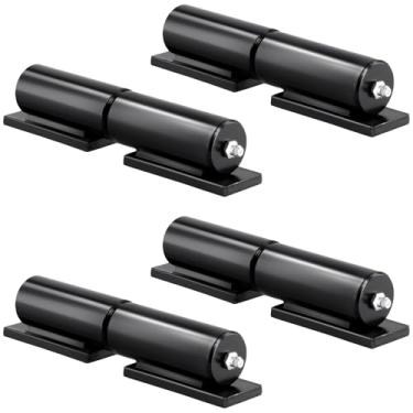 Imagem de TAICHEUT Pacote com 4 dobradiças de barril de ferro, soldadas em dobradiças, dobradiças de portão resistentes para portões giratórios, reboques, cercas de fazenda, revestidas de preto