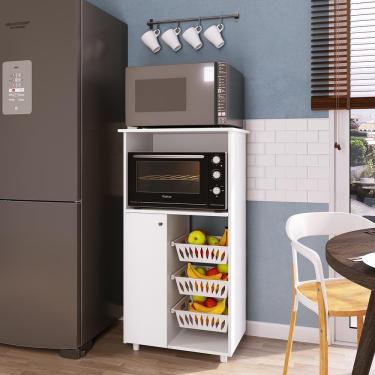 Imagem de Fruteira Genialflex Dubai com 1 Porta, 3 Cestos, 1 Prateleira e 60,5cm de largura - Branco