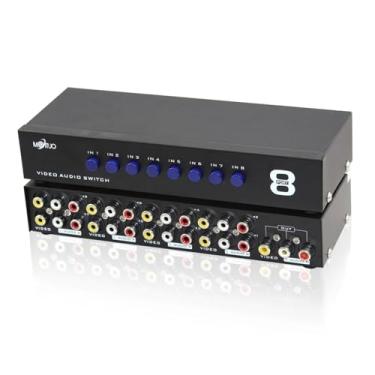 Imagem de E-SDS Interruptor RCA de 8 vias AV Switcher 8 em 1 caixa seletora de áudio de vídeo composto L/R para consoles de jogos DVD STB