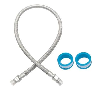 Imagem de Mangueira de jumper de compressor de aço inoxidável de grau industrial de 1/5.1 cm, NPT macho, 101,6 cm de comprimento, 450 PSI, ambos os encaixes giram livremente