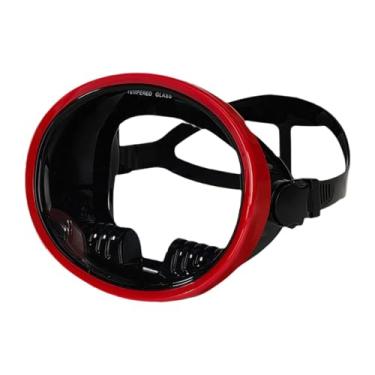 Imagem de rockible Máscara de mergulho de lente única, óculos de mergulho com snorkel, óculos de natação, de à prova de vazamento e visão ampla para livre, Vermelho