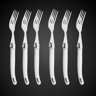 Imagem de Jogo De Garfos Laguiole 6 Peças Inox Premium Bandeja Madeira - La Tour