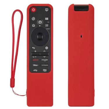 Imagem de 1 capa de silicone para LG Magic Remote MR25GA, capa à prova de choque para Smart TV LG OLED 2025 C5 B5 G5 M5 série controle à prova d'água, não irrita a pele, antiperda com cordão (vermelho)