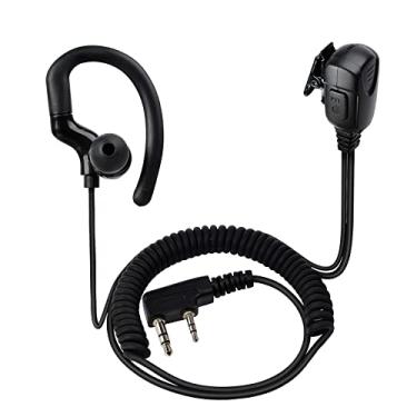 Imagem de HYSHIKRA Fone de ouvido em forma de G, cabo de bobina de fone de ouvido com PTT e microfone de alto-falante para BaoFeng UV-5R 5RA 5RB 5RC 5RD 5RE 5REPLUS 3R+ Kenwood Retevis acessórios de rádio
