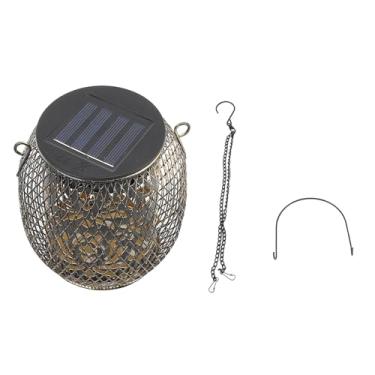 Imagem de Lanterna solar de lanterna solar ao ar livre à prova d'água que pendura luz solar com sensor inteligente para pátio de jardim decoração de ferro 11.5x11.5x11.5cm
