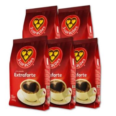 Imagem de Café Três Corações Extra Forte Moído Kit 5 Pacotes 250G - Tres Coracoe