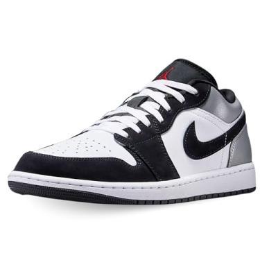 Imagem de Tênis masculino Air Jordan 1 Low SE (HF3148-106, branco/preto/prata fosco/vermelho fogo), Branco/preto/prata fosco/vermelho fogo, 43