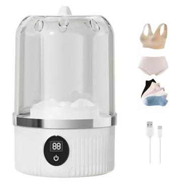 Imagem de Mini máquina de lavar portátil, lavadora de roupa íntima de 1L com visor digital de temporizador para roupas íntimas, meias, toalhas de saliva, adequada para apartamentos, hotéis e viagens e Dia dos