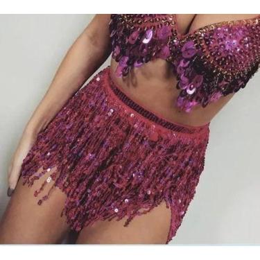 Imagem de C2701-Saia Feminina Carnaval Festa Franja Réveillon Paetê Brilho - xum