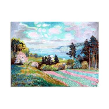 Imagem de Impressão Otto Dix em tela primavera no rio Höri com vista para pinturas otto dix arte de parede arte famosa tela pôsteres para decoração de parede para quarto sala de estar 100 x 70 cm (83.8x71.1 cm