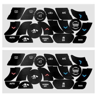 Imagem de QQWD 2 peças de adesivos de botão AC Dash para Chrysler 200/300, adesivo de reparo de carro para fixação de botões de controle AC desbotados, controle de HVAC e decalques de rádio adesivos acessórios