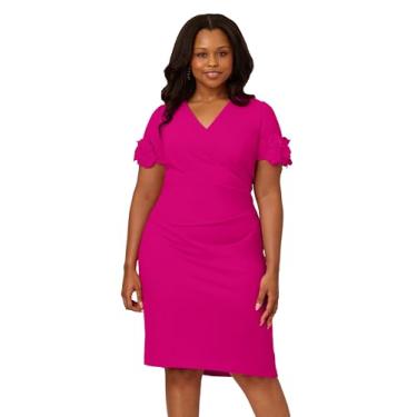Imagem de Adrianna Papell Vestido curto feminino de crepe de malha, Flambe rosa, 25 Plus Size