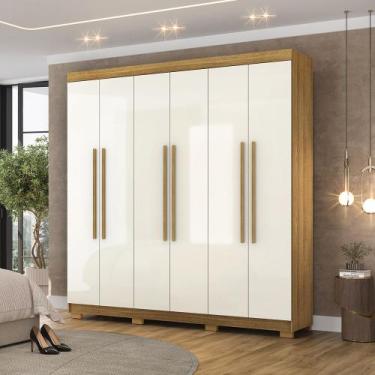 Imagem de Guarda Roupa Casal Doral 218cm 6 Portas de Bater 2 Gavetas Nature/OffW