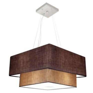 Imagem de Lustre Pendente Duplo Quadrado Vivare Md-4066 Cúpula Em Tecido 50x35cm - Bivolt Café-palha 127/220v