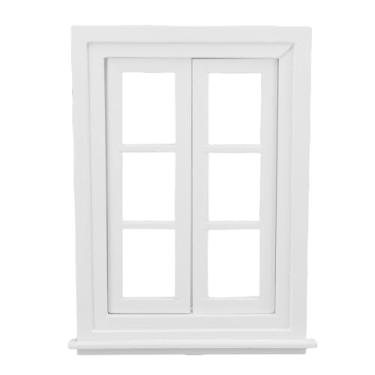 Imagem de RiToEasysports 1:12 Janela de Madeira Em Escala Com Abertura Dupla, Aplicação Decorativa de Várias Cenas, Mecanismo de Abertura Dupla Funcional, Design de Seis Grades, Componente Em Miniatura, Ideal