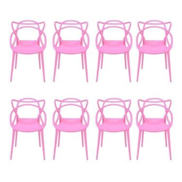 Imagem de Kit com 8 Cadeiras para Sala de Jantar Allegra Solna Rosa