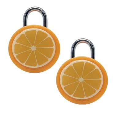 Imagem de Mini cadeado de frutas fofo com chaves - para caixa de joias, bolsa, mochila, armário, baú do tesouro, malas, armários, caixa de cartas, diário, caderno, etc. (2 peças - laranja)