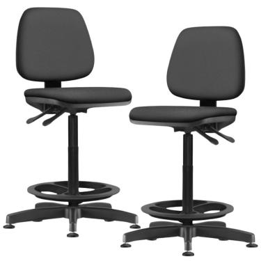 Imagem de Kit 02 Cadeiras Caixa Alta Giratória Estofada Work F02 Sintético Preto - Lyam Decor