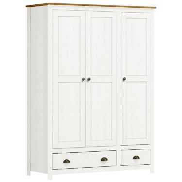 Imagem de Guarda Roupa Solteiro 3 Portas 2 Gavetas Madeira Maciça Mazzaro F06 Branco Freijó - Lyam Decor
