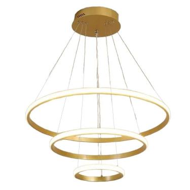 Imagem de Luminaria Lustre 3 em 1 Aneis Arco Perfil Led Infinito Ajustavel Regulavel Pendente Iluminaçao Sala Quarto Recepçao