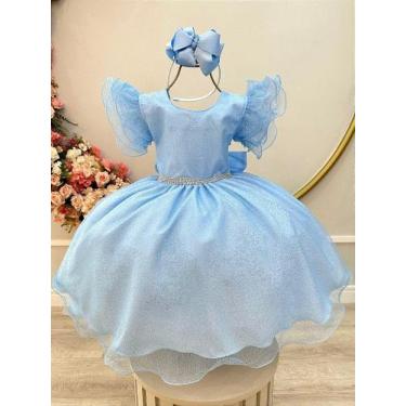 Imagem de Vestido Infantil Princesa Frozen Elza Anna Azul Claro para Festas - Fa